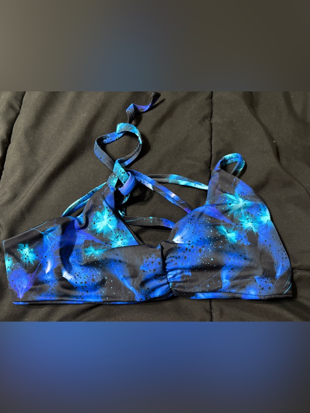 Fused Hawaii Blue Floral Strappy Bikini Top